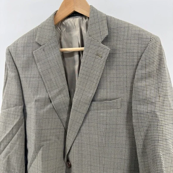 Lauren Ralph Lauren Men Houndstooth Wool Silk Blend Blazer Sport Coat‎ 40R